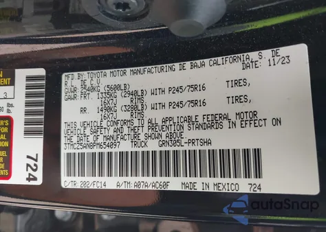 2023 Toyota Tacoma Sr5 V6 z USA, uszkodzony, nr VIN 3TMCZ5AN8PM654097